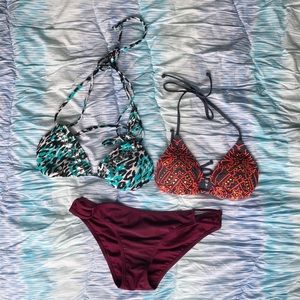 Triangle bikini tops and bottom